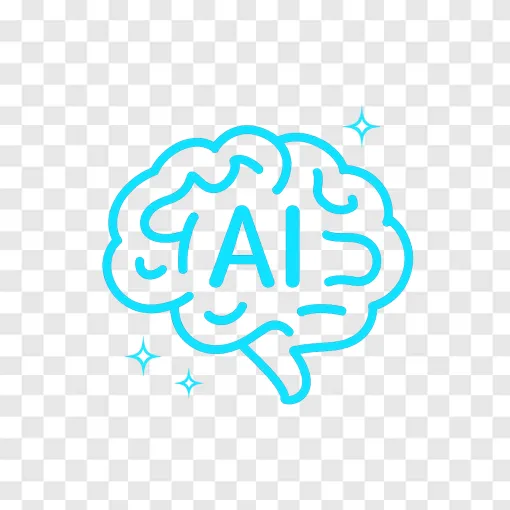 Futuristic AI Brain PNG Transparent Background