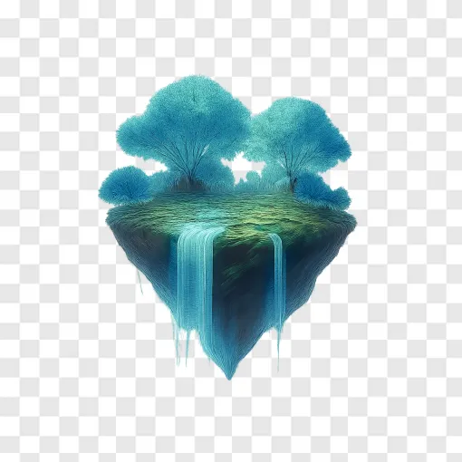 Magical Floating Island PNG Transparent Background
