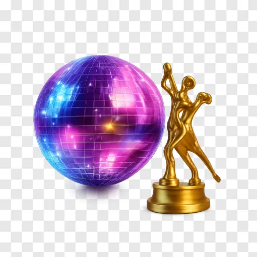 Shiny Dance Trophy And Disco Ball PNG