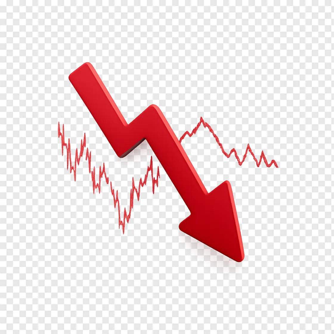 Stock Market Crash Red Arrow PNG Transparent