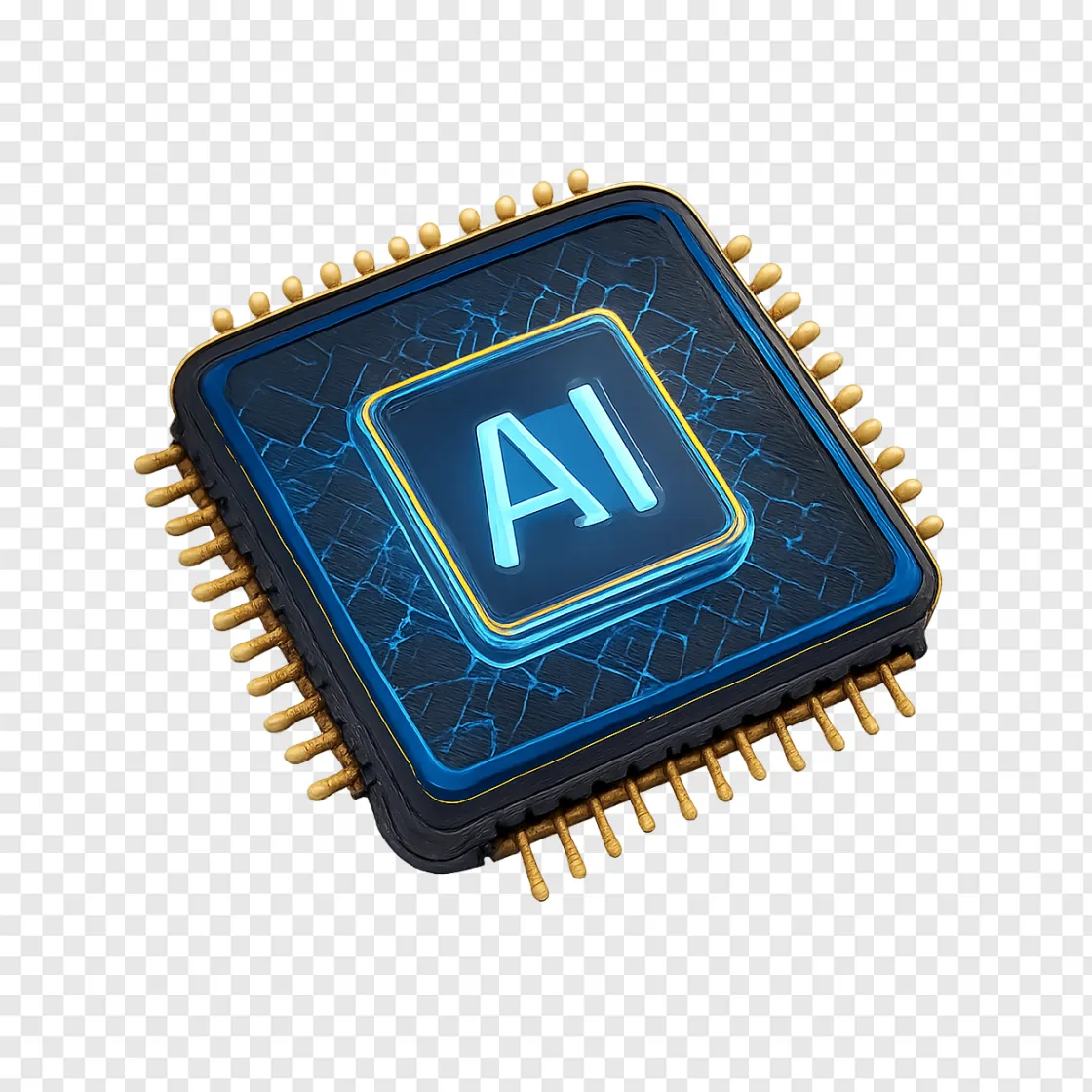 Futuristic AI Chip PNG Transparent Background