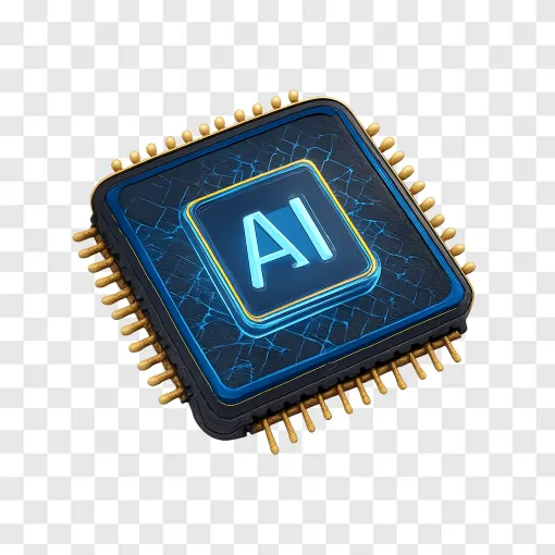 Futuristic AI Chip PNG Transparent Background