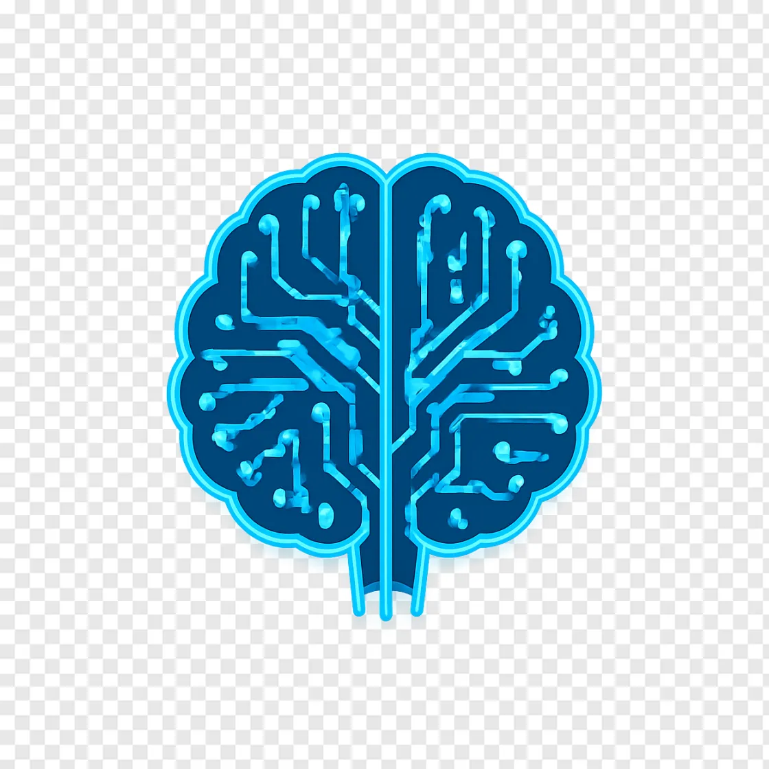 Futuristic AI Brain PNG Transparent Background
