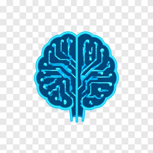 Futuristic AI Brain PNG Transparent Background