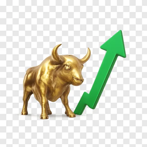 Stock Market Bull And Rising Chart PNG