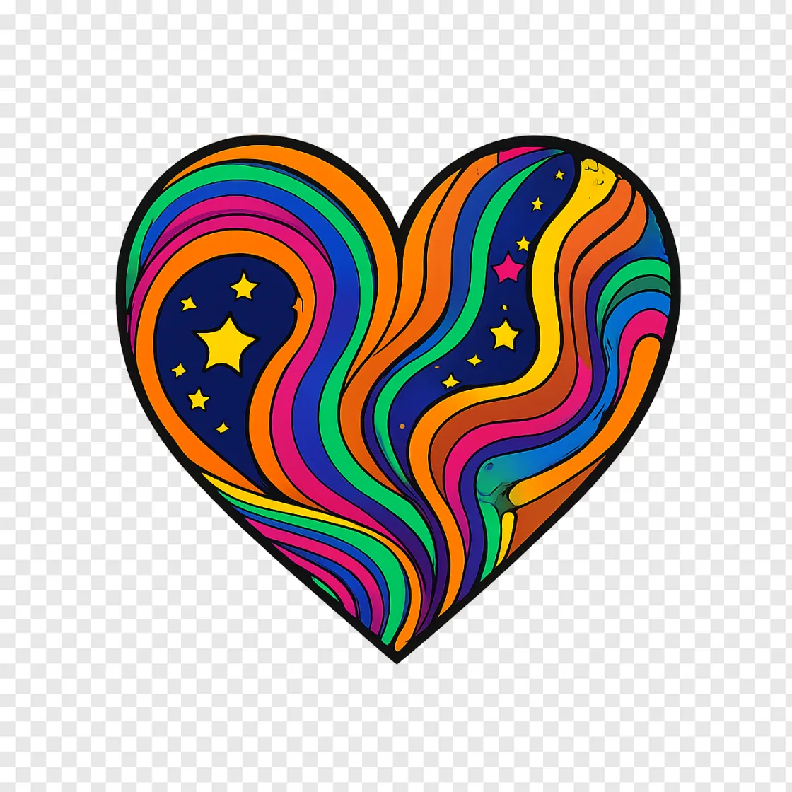 Psychedelic Pop Art Heart PNG For Retro Design