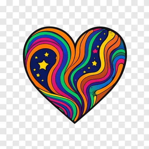 Psychedelic Pop Art Heart PNG For Retro Design