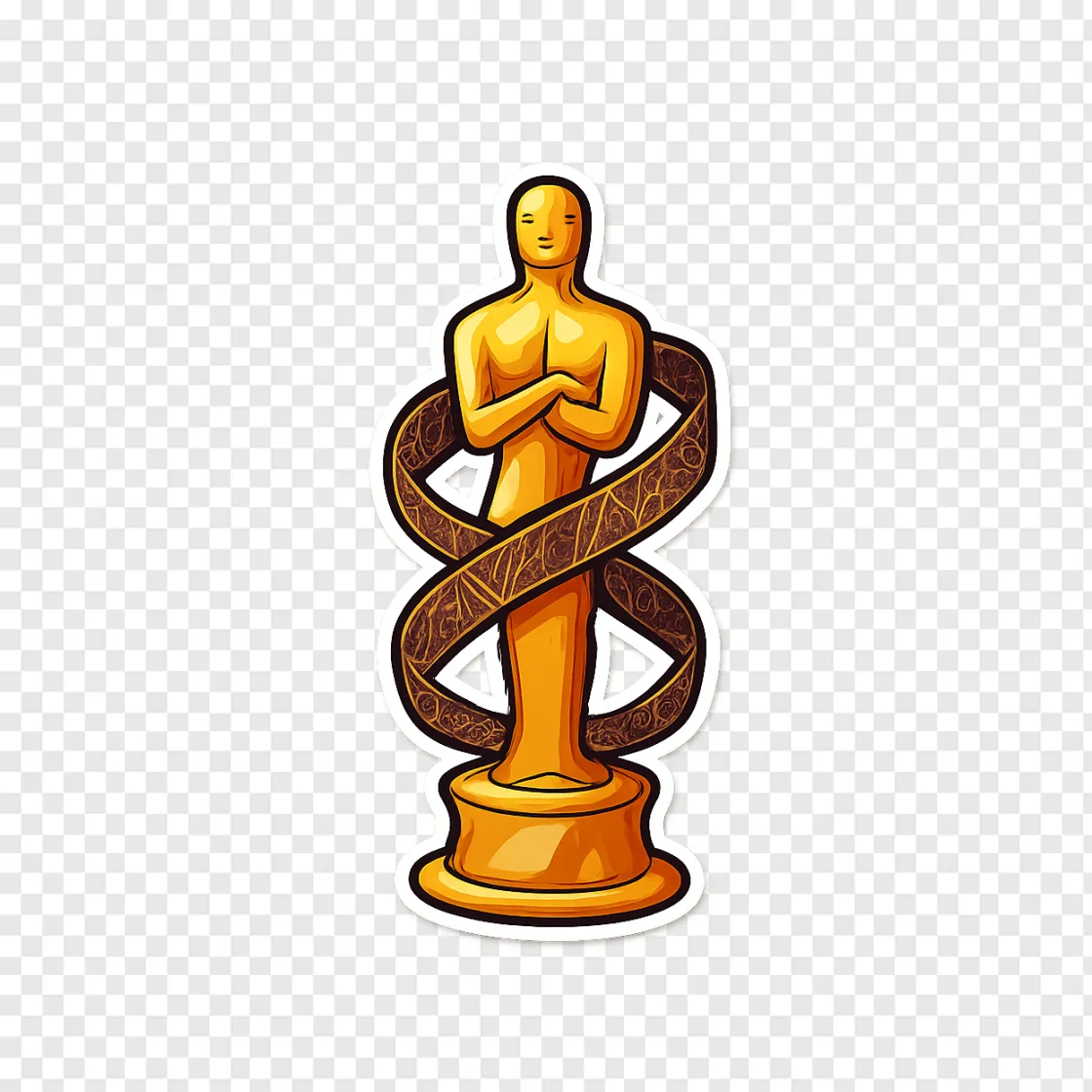 Golden Cinema Award Trophy PNG Sticker