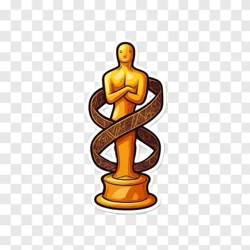 Golden Cinema Award Trophy PNG Sticker