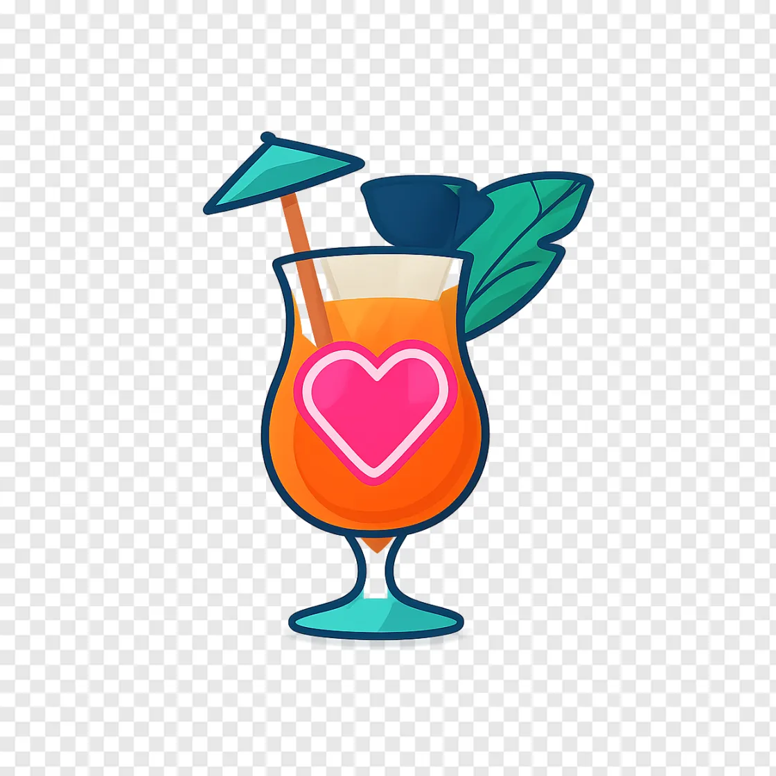Love Island Themed Tropical Cocktail PNG Graphic