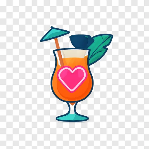 Love Island Themed Tropical Cocktail PNG Graphic