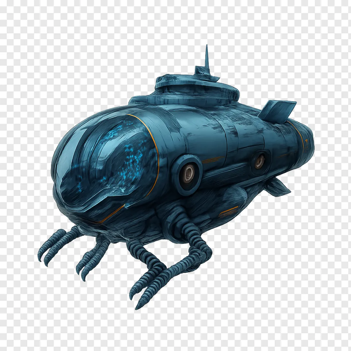 Sci-Fi Deep Sea Submarine PNG Transparent Image