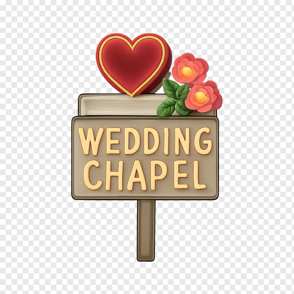 Vintage Wedding Chapel Neon Sign PNG