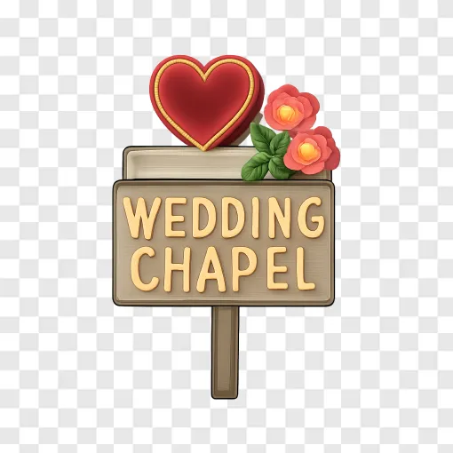 Vintage Wedding Chapel Neon Sign PNG