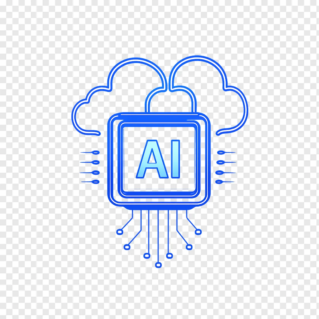 AI Cloud Microchip PNG - High-Tech Graphic
