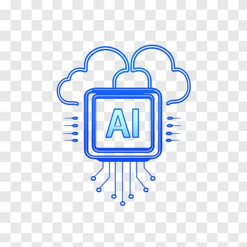 AI Cloud Microchip PNG - High-Tech Graphic