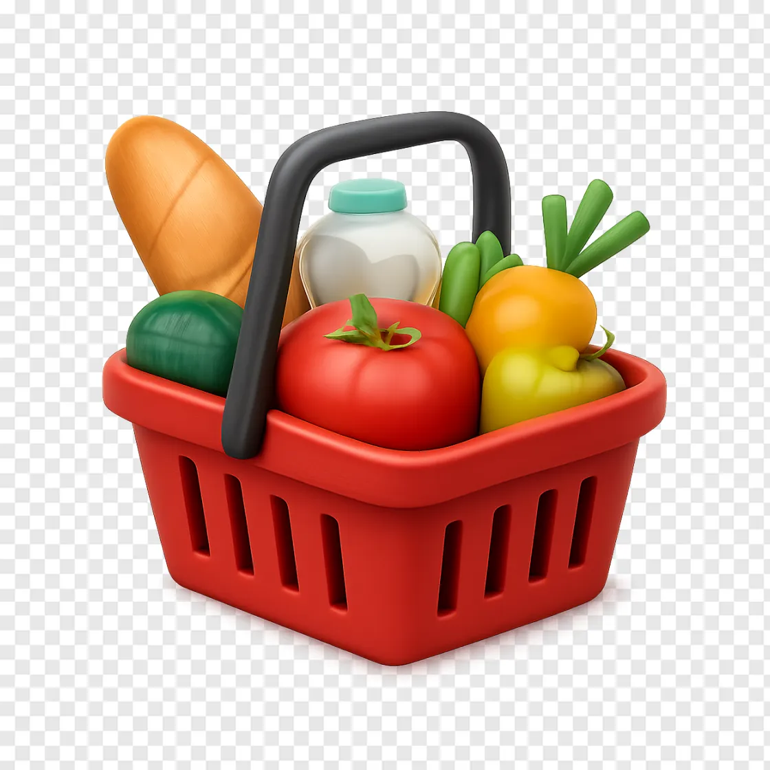 Supermarket Basket PNG Graphic Element