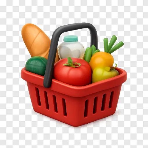 Supermarket Basket PNG Graphic Element