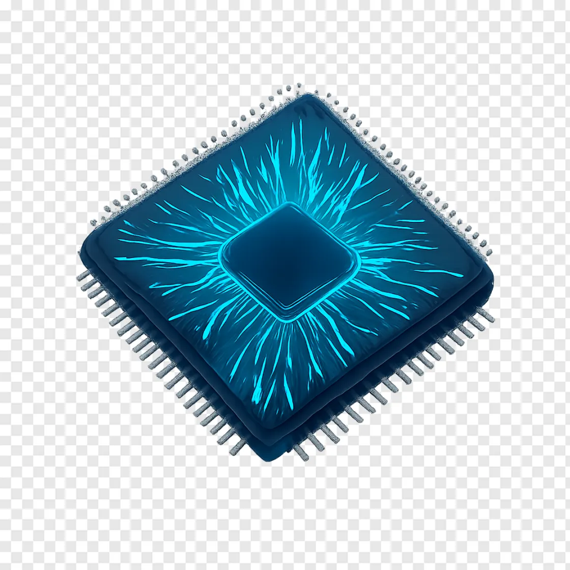 Futuristic Microchip Processor PNG Transparent Image