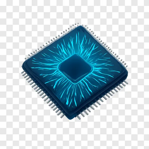 Futuristic Microchip Processor PNG Transparent Image
