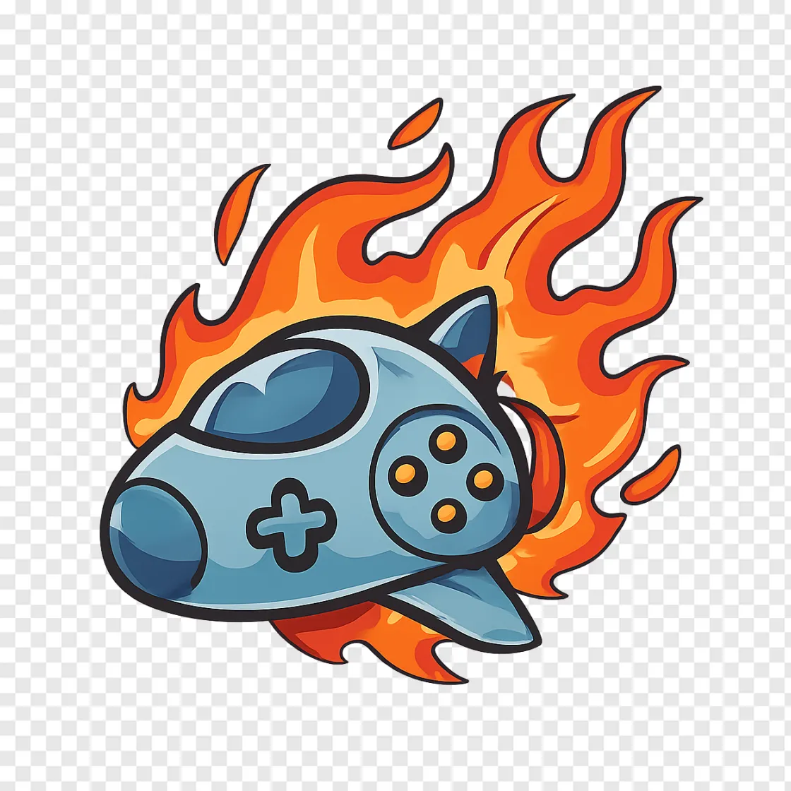 Burning Spaceship PNG Gaming Graphic