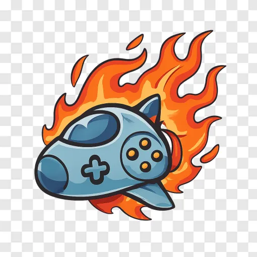 Burning Spaceship PNG Gaming Graphic