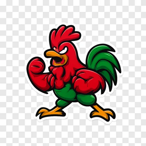 Fierce Fighting Rooster PNG Graphic For Free Download