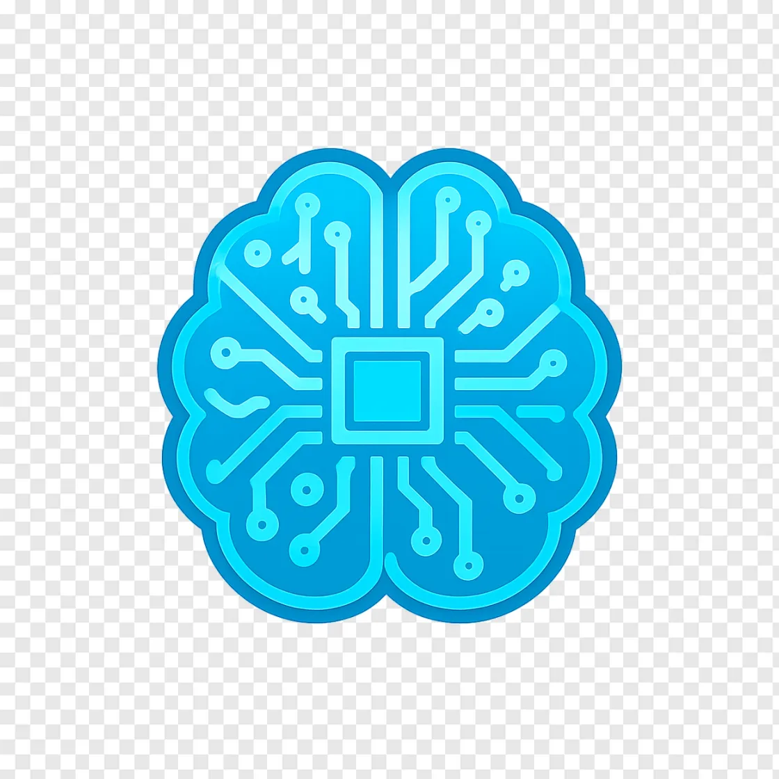 Futuristic AI Brain PNG Transparent Background