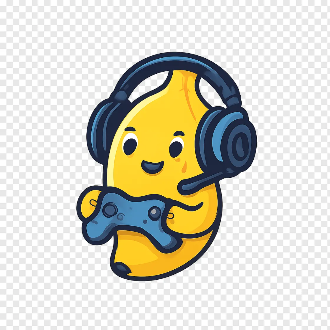 Gaming Banana With Headphones PNG Transparent Image
