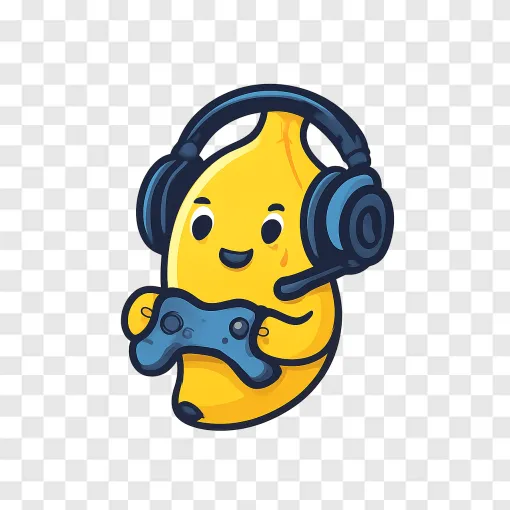 Gaming Banana With Headphones PNG Transparent Image
