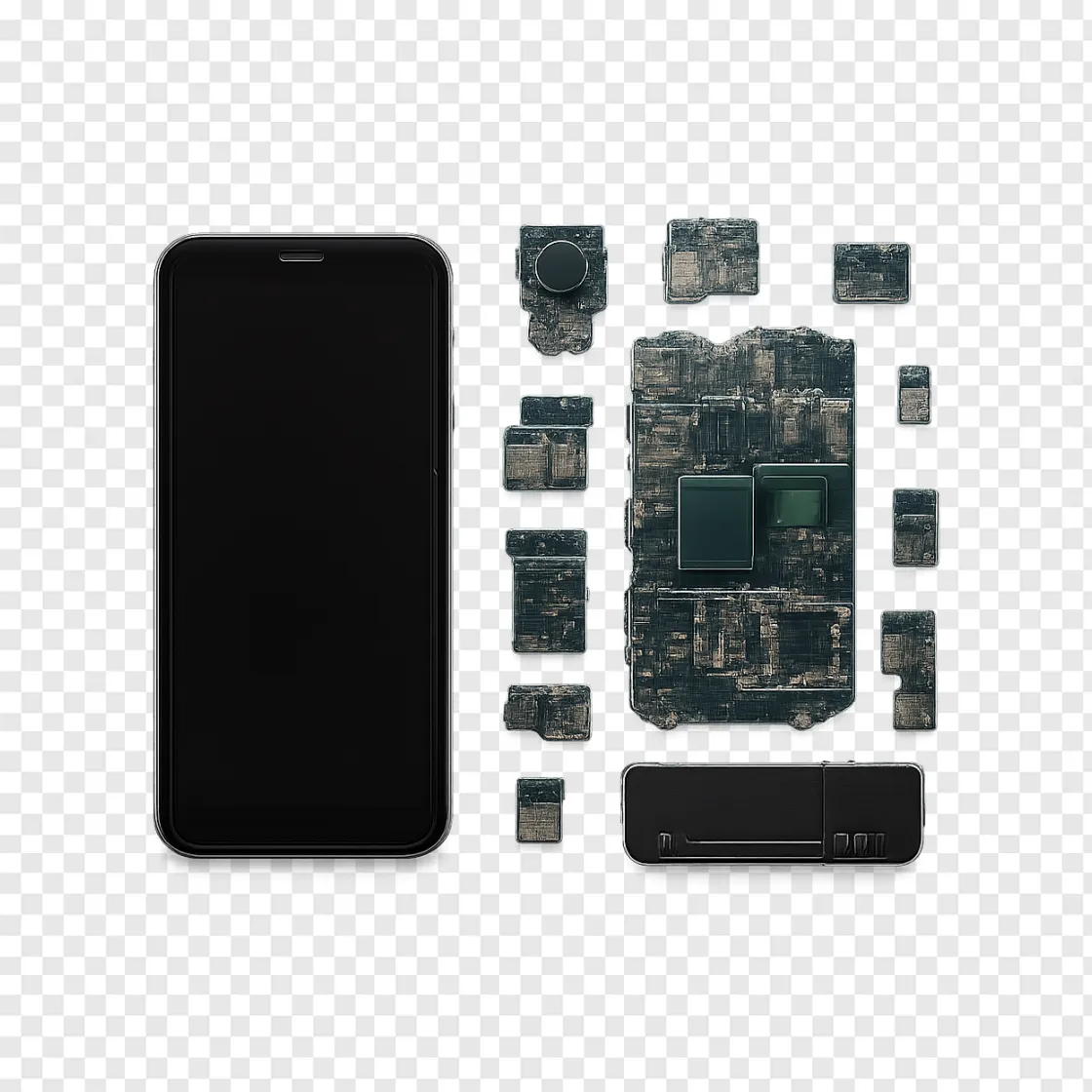 Smartphone Teardown Internal View PNG