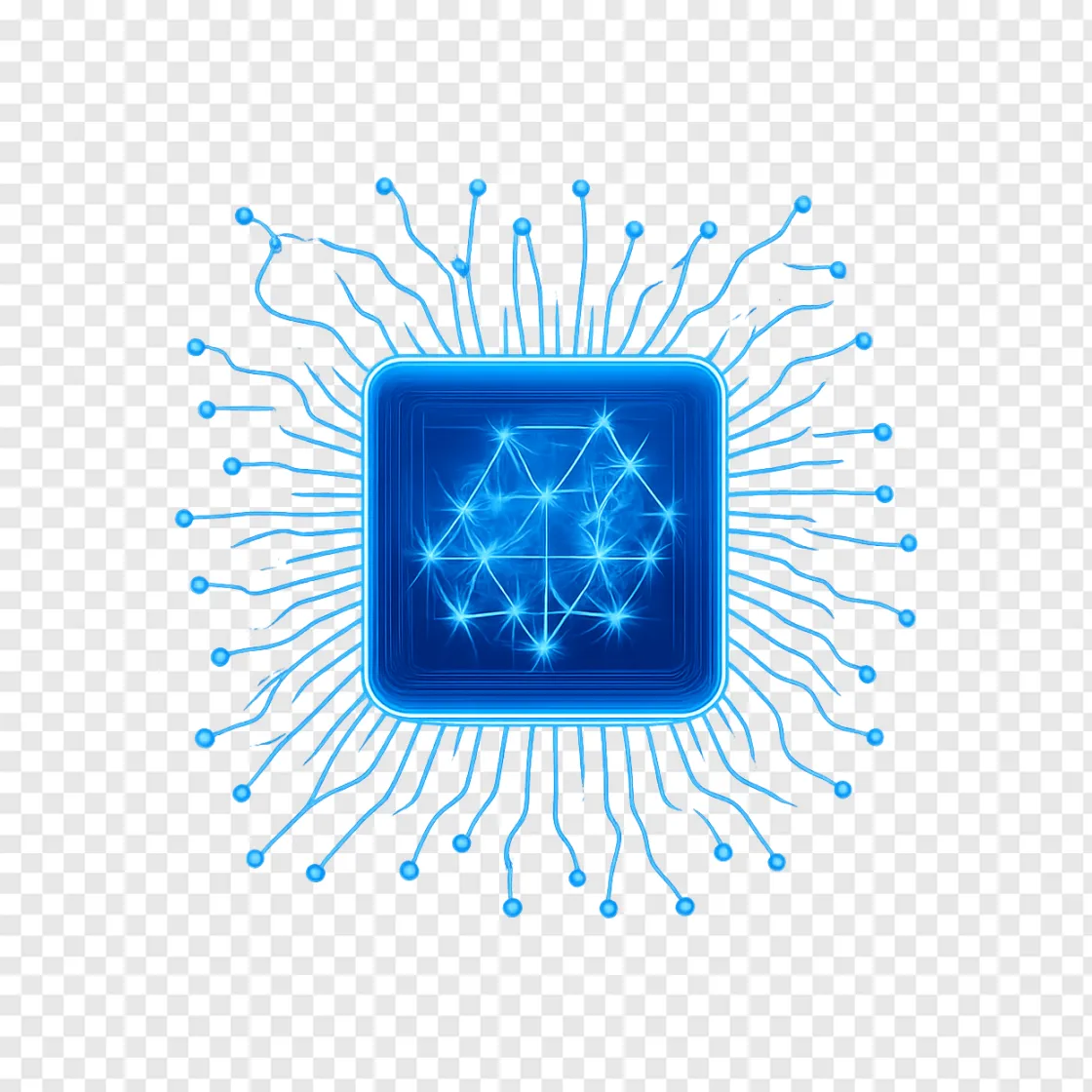 Futuristic AI Microchip PNG Transparent Image