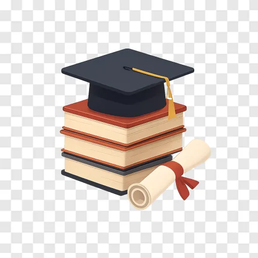 Graduation Cap And Books PNG For Academic Designs
