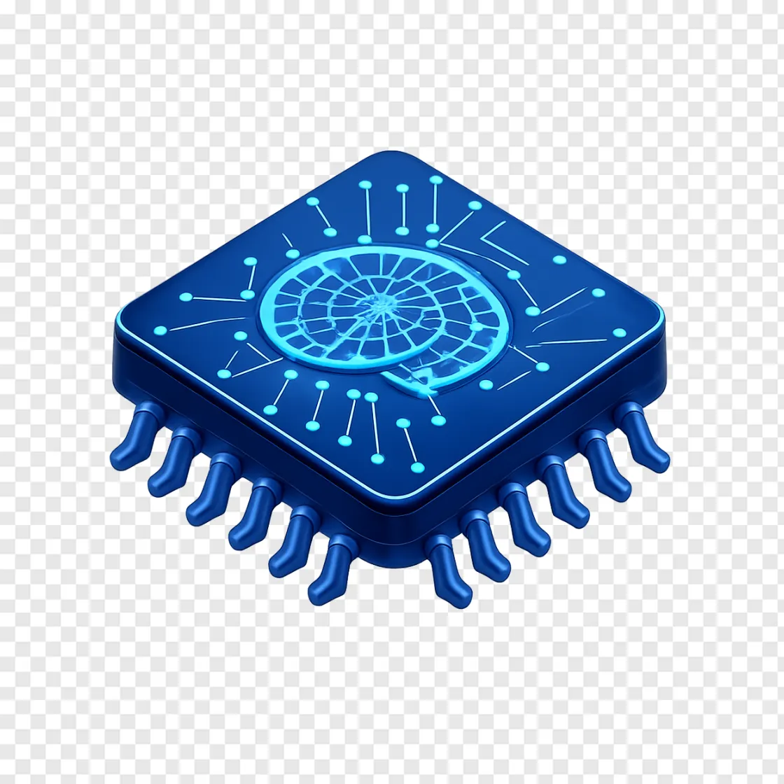 Futuristic AI Microchip PNG For Tech Designs