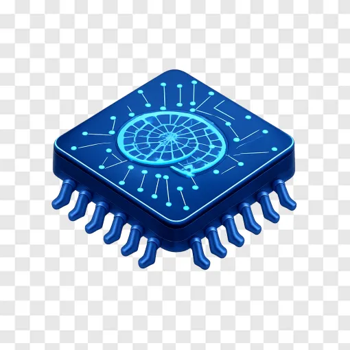 Futuristic AI Microchip PNG For Tech Designs