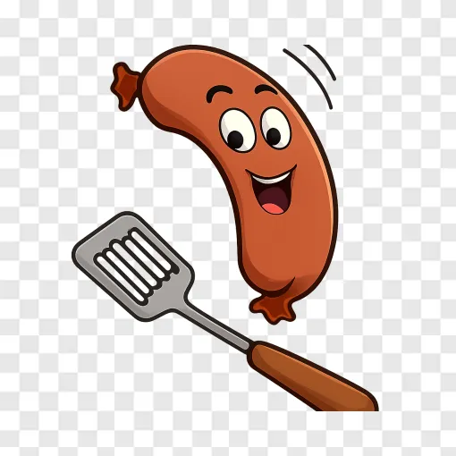 Funny Cartoon Sausage PNG Transparent Image