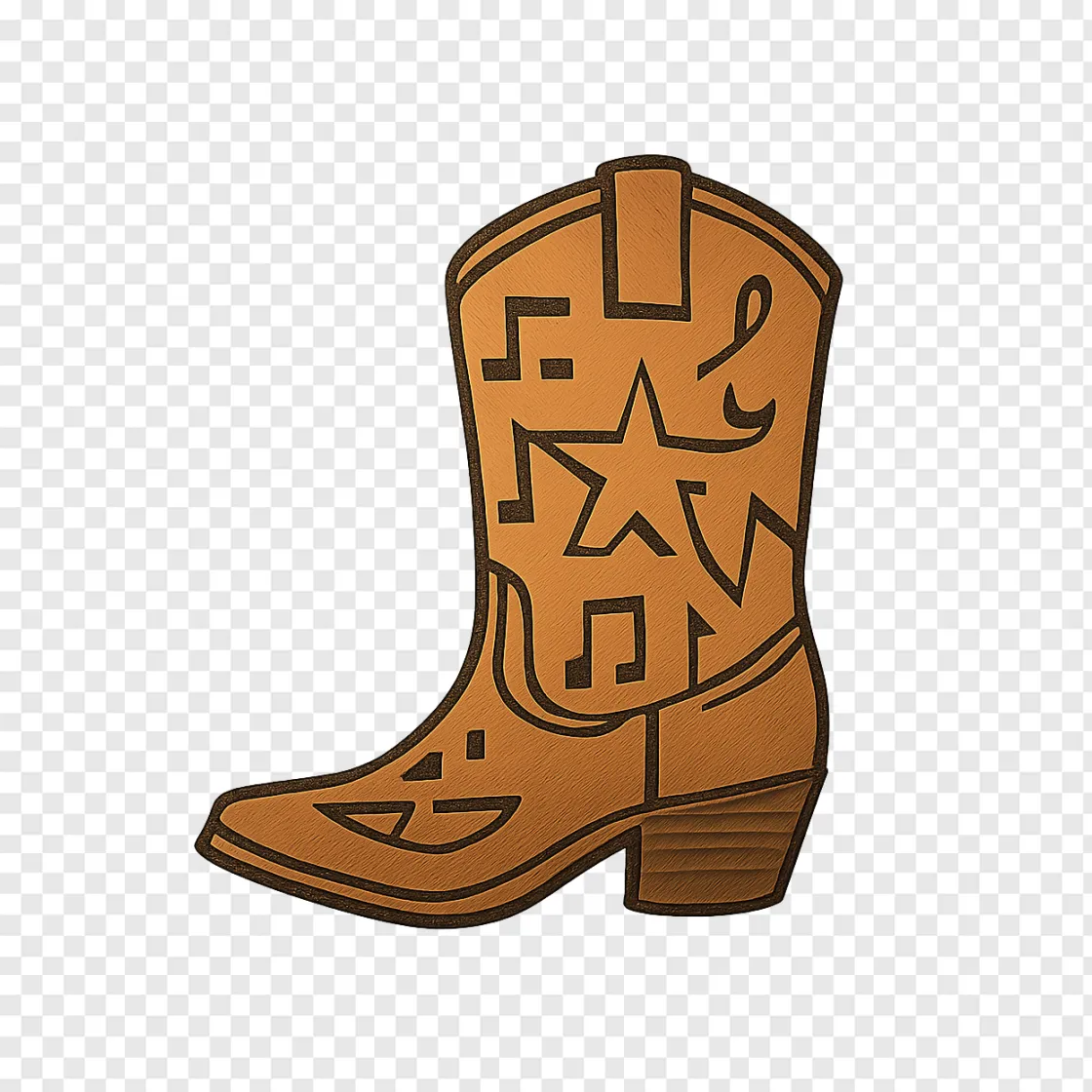 Texas Cowboy Boot PNG Music Theme Graphic
