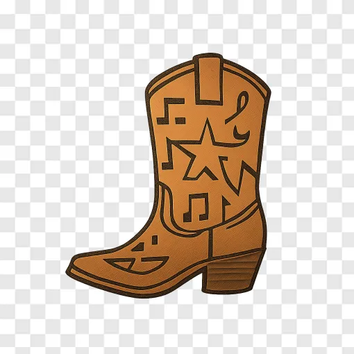 Texas Cowboy Boot PNG Music Theme Graphic