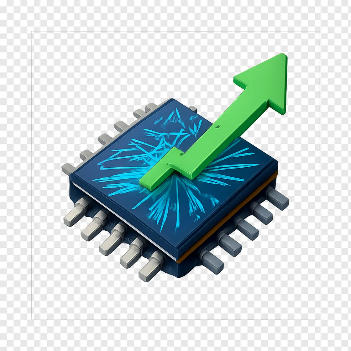 Glowing Semiconductor Chip PNG For Tech & Finance Designs