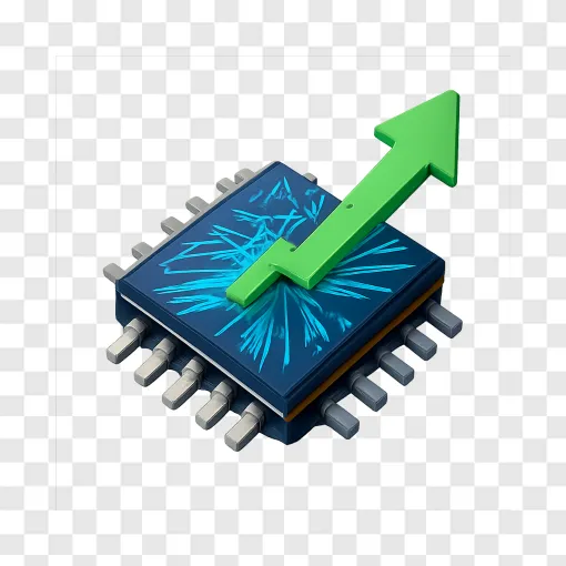 Glowing Semiconductor Chip PNG For Tech & Finance Designs
