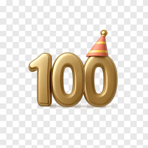 Golden Number 100 PNG Milestone Celebration Image