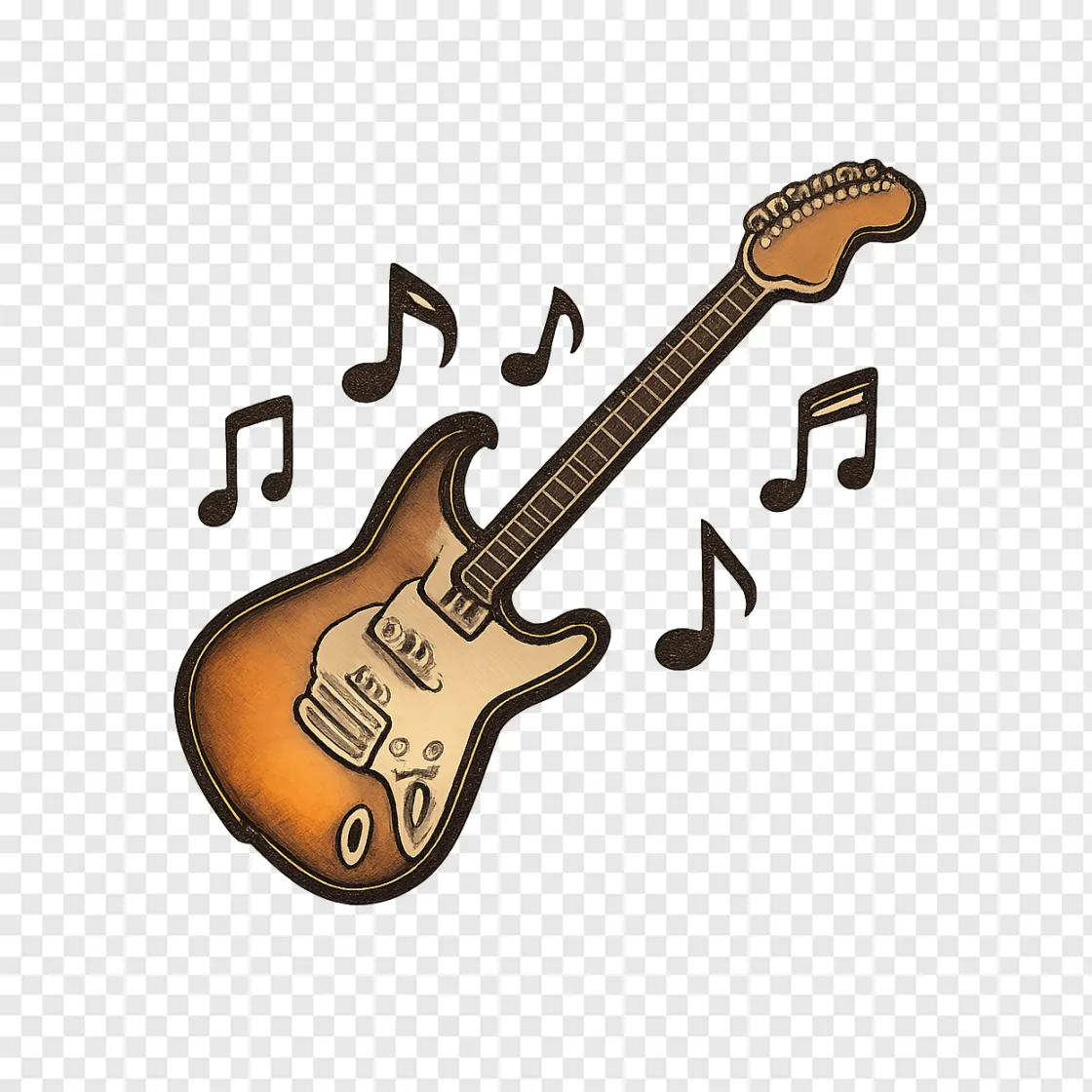 Vintage Rock Guitar PNG Design For Music Lovers