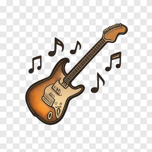 Vintage Rock Guitar PNG Design For Music Lovers