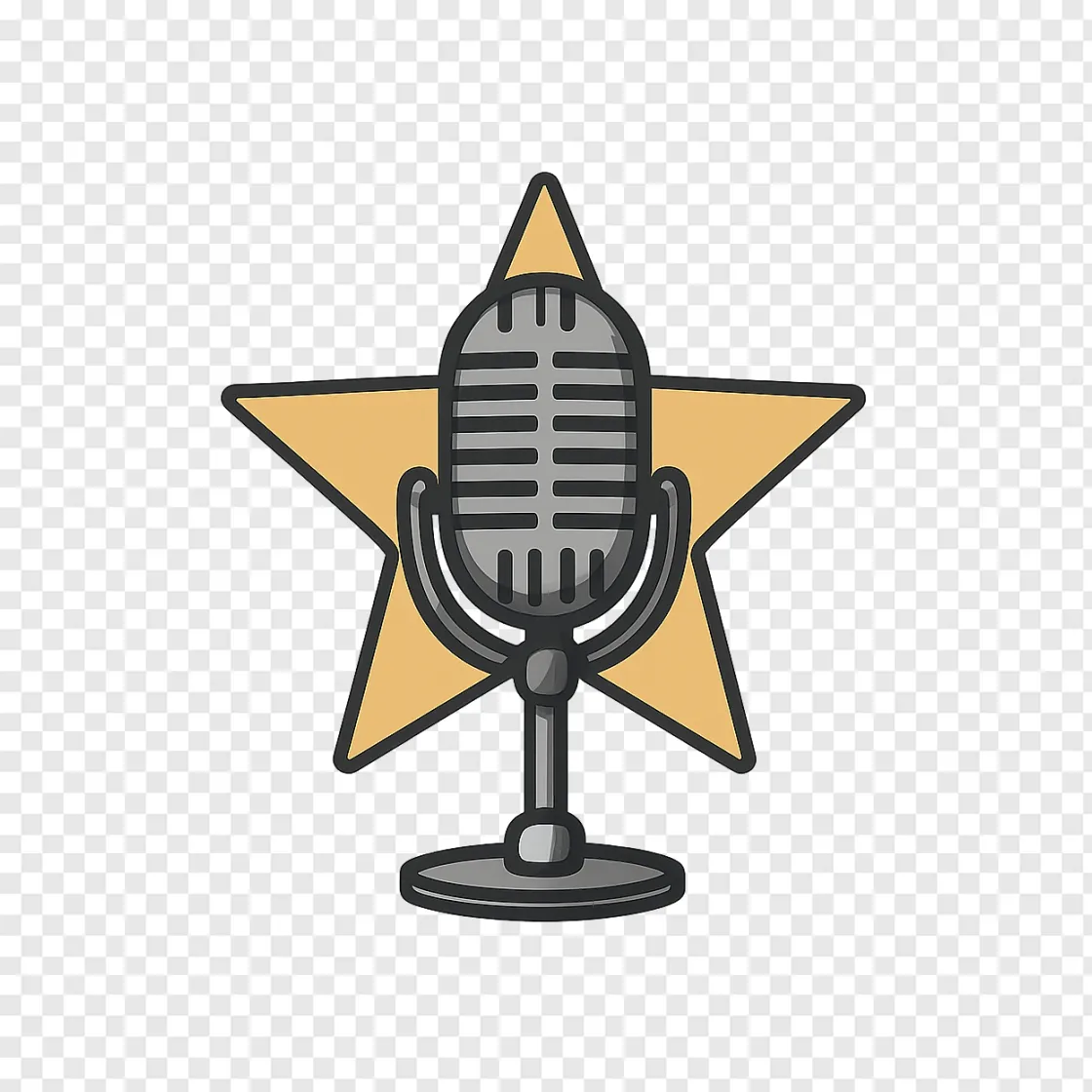 Singing Microphone And Star PNG For Music Design