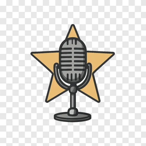 Singing Microphone And Star PNG For Music Design