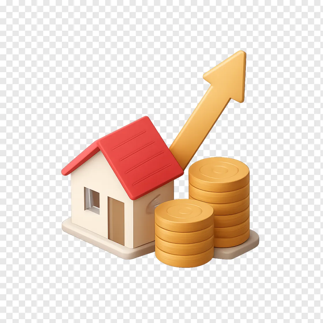 Mortgage Rates House And Coins PNG Image For Financial Design