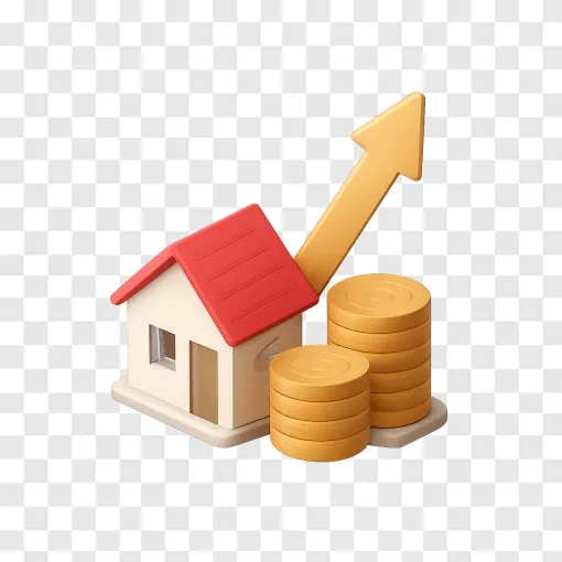 Mortgage Rates House And Coins PNG Image For Financial Design