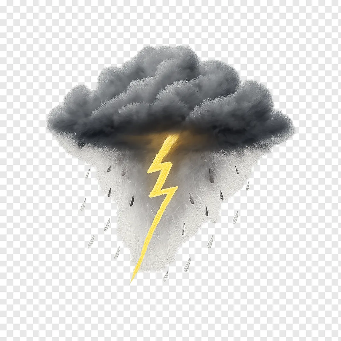Storm Cloud With Lightning PNG Transparent Image