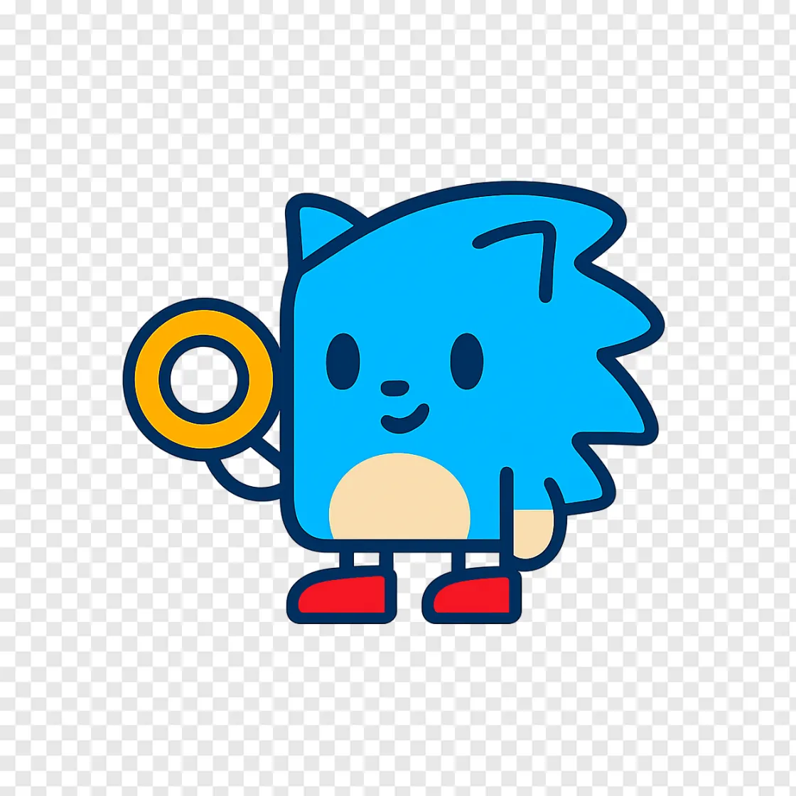 Blue Hedgehog Gamer Character PNG