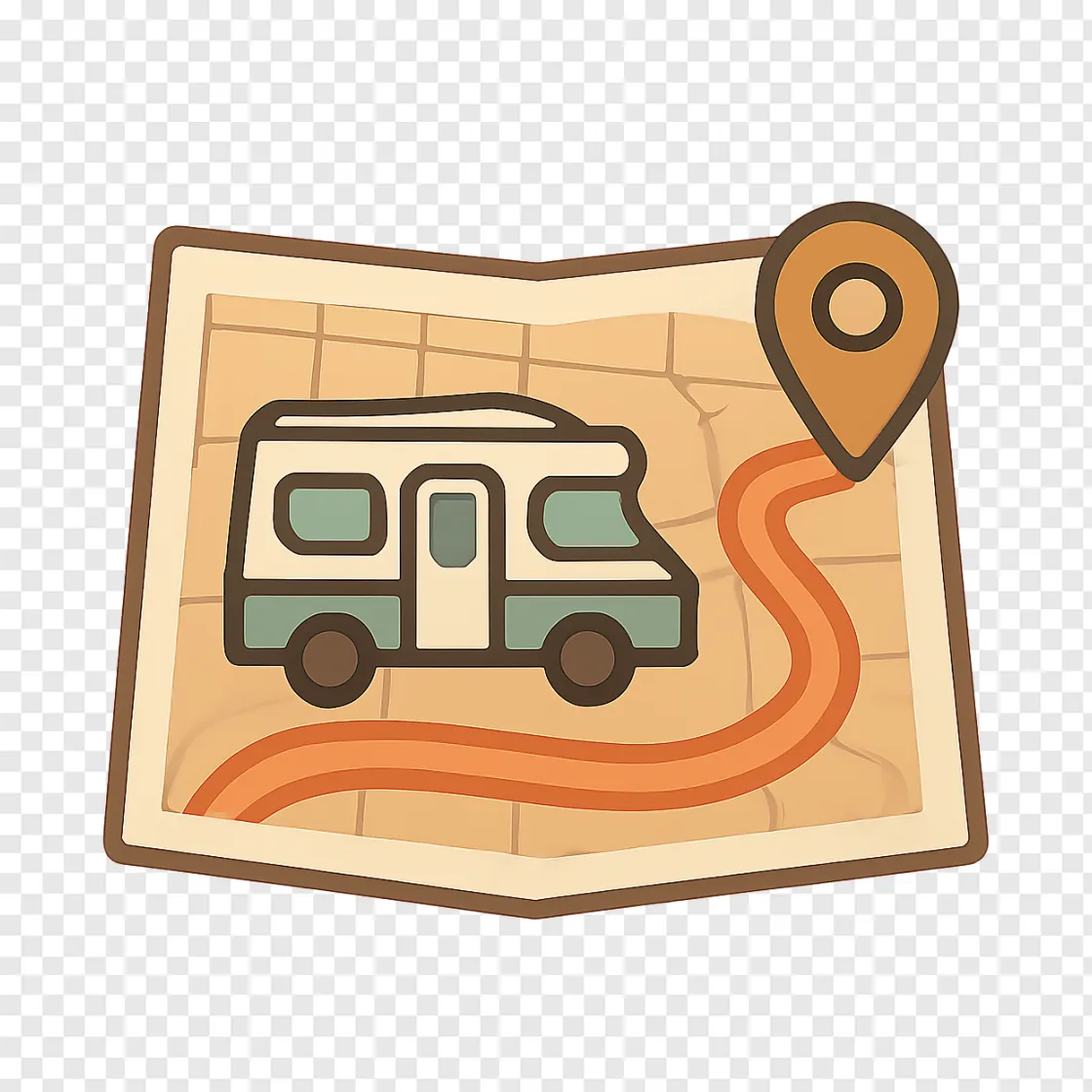 RV Road Trip Map PNG Vector Graphic
